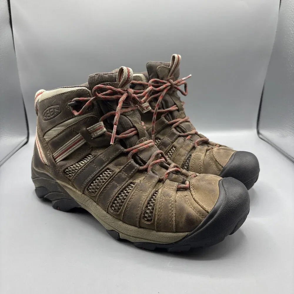 KEEN vOYAGER Hiking Boots Mens 9.5   Trail Outdoor Leather Brown Work
